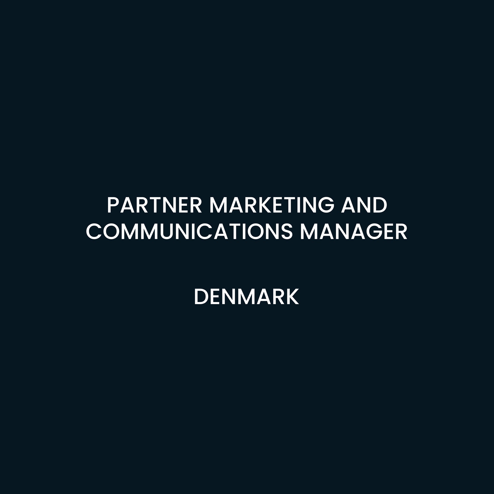 Partner Marketing and Communications Manager