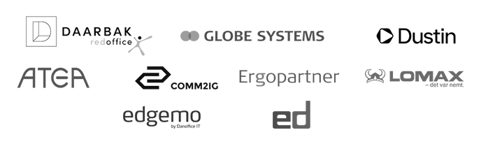 Lomax; Ergopartner; Comm2IG; ED; ATEA Danmark; Dustin Danmark; Daarbak Redoffice; Globe Systems; Edgemo by Danoffice; Redoffice Kompap